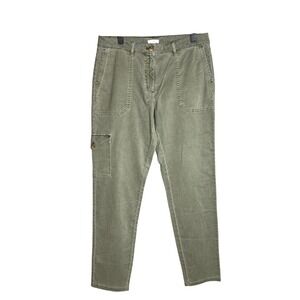 J Jill Straight Leg Cargo Pant Size 10 Olive Green Cotton Tencel Casual Everyday